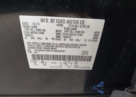 2015 Ford Explorer Xlt z USA, uszkodzony, nr VIN 1FM5K7D81FGB26551